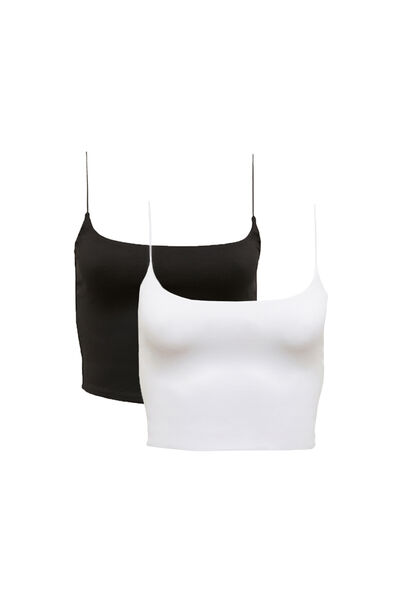 Multipack 2pk Luxe Crop Cami, Black/White